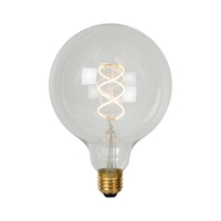 Lucide 5WSpiral Warm White LED Dimmable Clear Decorative Filament 125mm Globe Bulb - Screw Cap