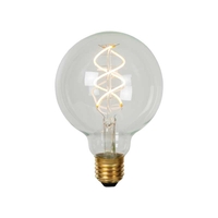 Lucide 5WSpiral Warm White LED Dimmable Clear Decorative Filament 95mm Globe Bulb - Screw Cap