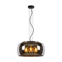 Lucide Olivia Large Glass Ceiling Pendant Light - Smoked Grey