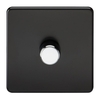 Matt Black Screwless 1 Gang 2 Way Trailing Edge Dimmer with Chrome Knob