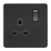 Matt Black Screwless 13A 1G DP Switched Socket with Black Insert