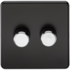 Matt Black Screwless 2G 2-way 10-200W (5-150W LED) Trailing Edge Dimmer with Chrome knobs