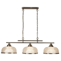 Patron Glass 3 Light Ceiling Bar Pendant - Antique Brass