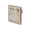 Pearl Nickel Low Profile 13A 1 Gang Socket With USB Charging Ports
