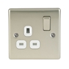 Pearl Nickel Low Profile 13A 1 Gang Switched Socket
