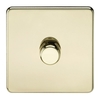 Polished Brass Screwless 1 Gang 2 Way Trailing Edge Dimmer