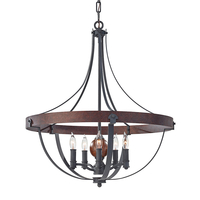 Rustic 5 Light Dual Mount Iron Chandelier - Charcoal Black