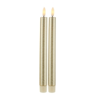 Sirius Sille Battery Operated LED Wax Taper Candle - Gold - Set of 2