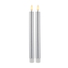 Sirius Sille Battery Operated LED Wax Taper Candle - Silver - Set of 2