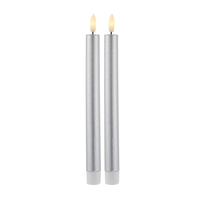 Sirius Sille Battery Operated LED Wax Taper Candle - Silver - Set of 2