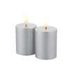 Sirius Sille Mini Battery Operated LED Wax Flicker Candle - Silver - Set of 2
