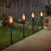 Suri Solar LED Flaming Stake Light - Pack of 4 - Black