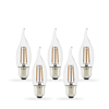 Tagra 4W Warm White Dimmable LED Decorative Filament Bent Tip Candle Bulb - Screw Cap - Pack of 5