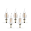 Tagra 4W Warm White Dimmable LED Decorative Filament Bent Tip Candle Bulb - Small Bayonet Cap - Pack of 5