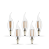 Tagra 4W Warm White Dimmable LED Decorative Filament Bent Tip Candle Bulb - Small Screw Cap - Pack of 5