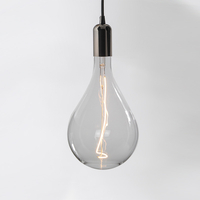 Tagra LED Large Clear Pear Globe Ceiling Pendant Light - Gun Metal
