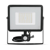 V-Tac 50W Cool White Samsung Chip LED Floodlight with PIR Sensor - Black