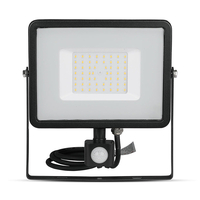 V-Tac 50W Daylight Samsung Chip LED Floodlight with PIR Sensor - Black