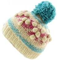 KuSan PK1314 Bobble Hat Mos Yarn White-Pink Accessories Hats