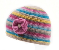 KuSan PK1320 Crochet Cap Aqua-Yellow Accessories Hats