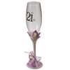 21st Champagne Glass Engraved with Purple Butterfly