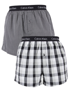 Calvin Klein London Plaid/Black 2 Pack Slim Fit Woven Trunks