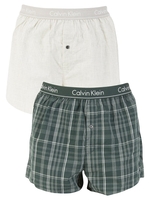 Calvin Klein Plaid Ink Green/Check Heather 2 Pack Slim Fit Woven Boxers