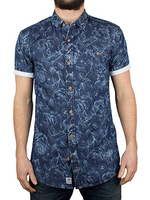 CrossHatch Dark Wash Flowered Shortsleeved Shirt