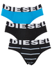 Diesel Black 3 Pack Andre Seasonal Logo Briefs