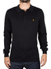 Farah Vintage Black Affery Knitted Longsleeved Polo Shirt