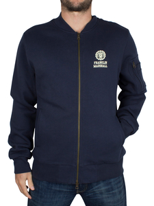 Franklin & Marshall Navy Left Chest Logo Zip Bomber Track Top