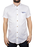Guide London White Shortsleeved Trim Pattern Shirt