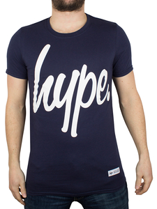 Hype Navy/White Script Logo T-Shirt