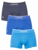 Lacoste Navy/Royal/Blue 3 Pack Cotton Stretch Trunks