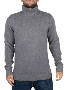 Original Penguin Griffin Grey Soft Wool Blend Roll Neck Knit
