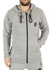 Religion Grey Marl Badge Zippy Logo Hoodie