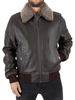 Schott Brown Leather Fur Collar Bomber Jacket