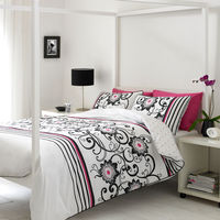 Kendra Black & Fuchsia Double Duvet Set By Linda Barker