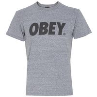 Obey Font Crew T-Shirt Heather Grey
