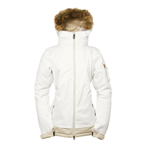 686 Authentic Aerial Womens Snowboard Jacket White Herringbone Denim Medium Sample 2015