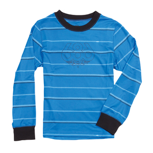 686 Boys Twill Stripe Base Layer Top Blue Medium Age 14