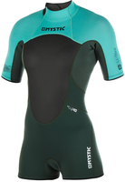 Mystic Womens Wetsuit Brand Shorty 3/2mm Back-zip Flatlock Teal M