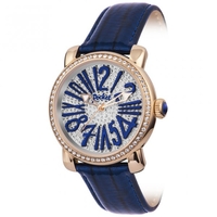 Pocket-Watch PK2030 Rond Pave Medio Gloss Blue Leather Watch