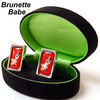 Pin Up Girl Cufflinks - Brunette Babe