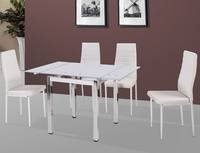 Birlea Camden 80cm Extending White Glass Dining Table And 4 Chairs Set