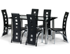 Julian Bowen Brescia 160cm Glass Dining Table And 6 Black Faux Leather
