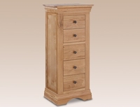 Lpd Assembled Worthing Oak 5 Drawer Narrow Chest Of Drawers