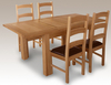 Lpd Oakland 122cm Oak Extending Dining Table And 4 Chairs Set