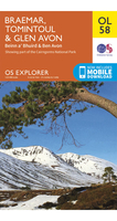 Ordnance Survey Braemar,  Tomintoul & Glen Avon - OS Explorer OL58 Map