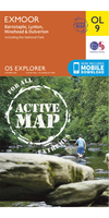 Ordnance Survey exmoor - OS explorer Active OL9 Map